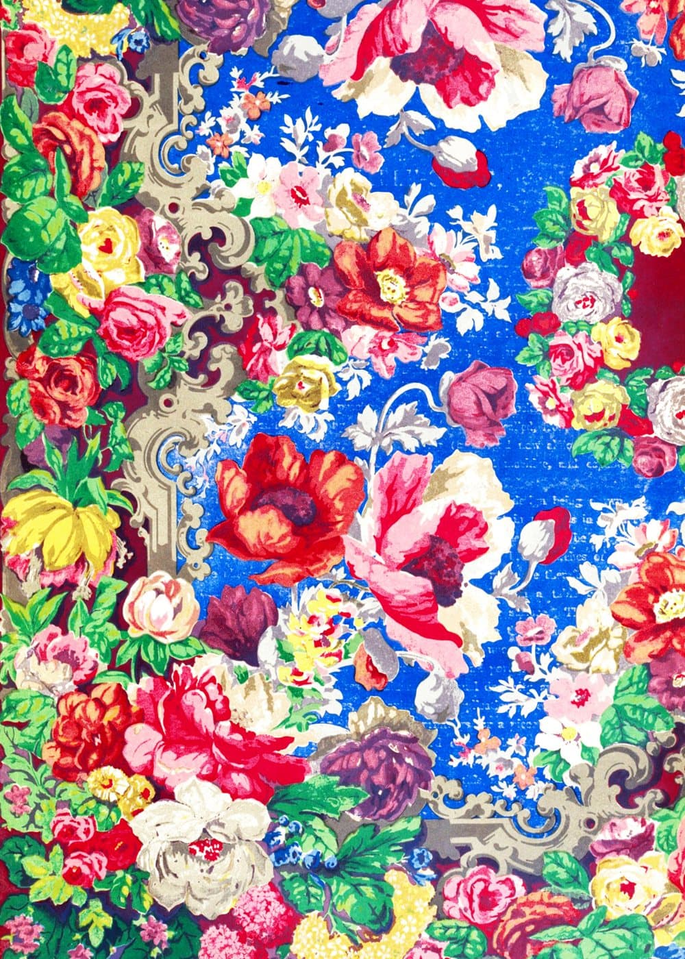 Blomstermylder på blått, hele motivet