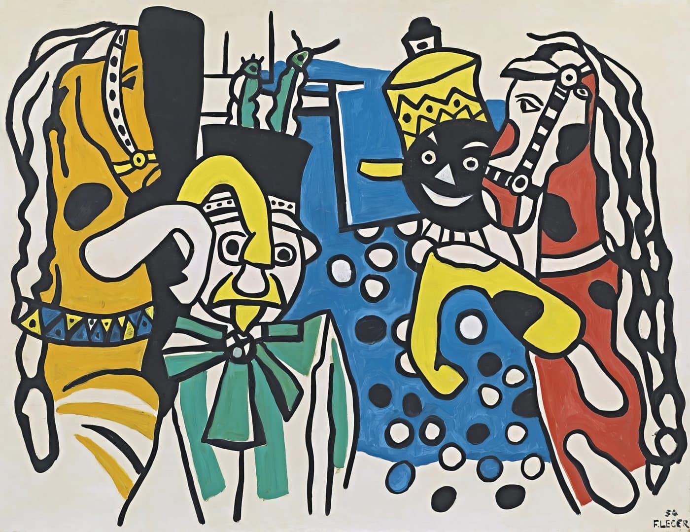 Clowns et chevaux (1954) av Fernand Léger, hele motivet