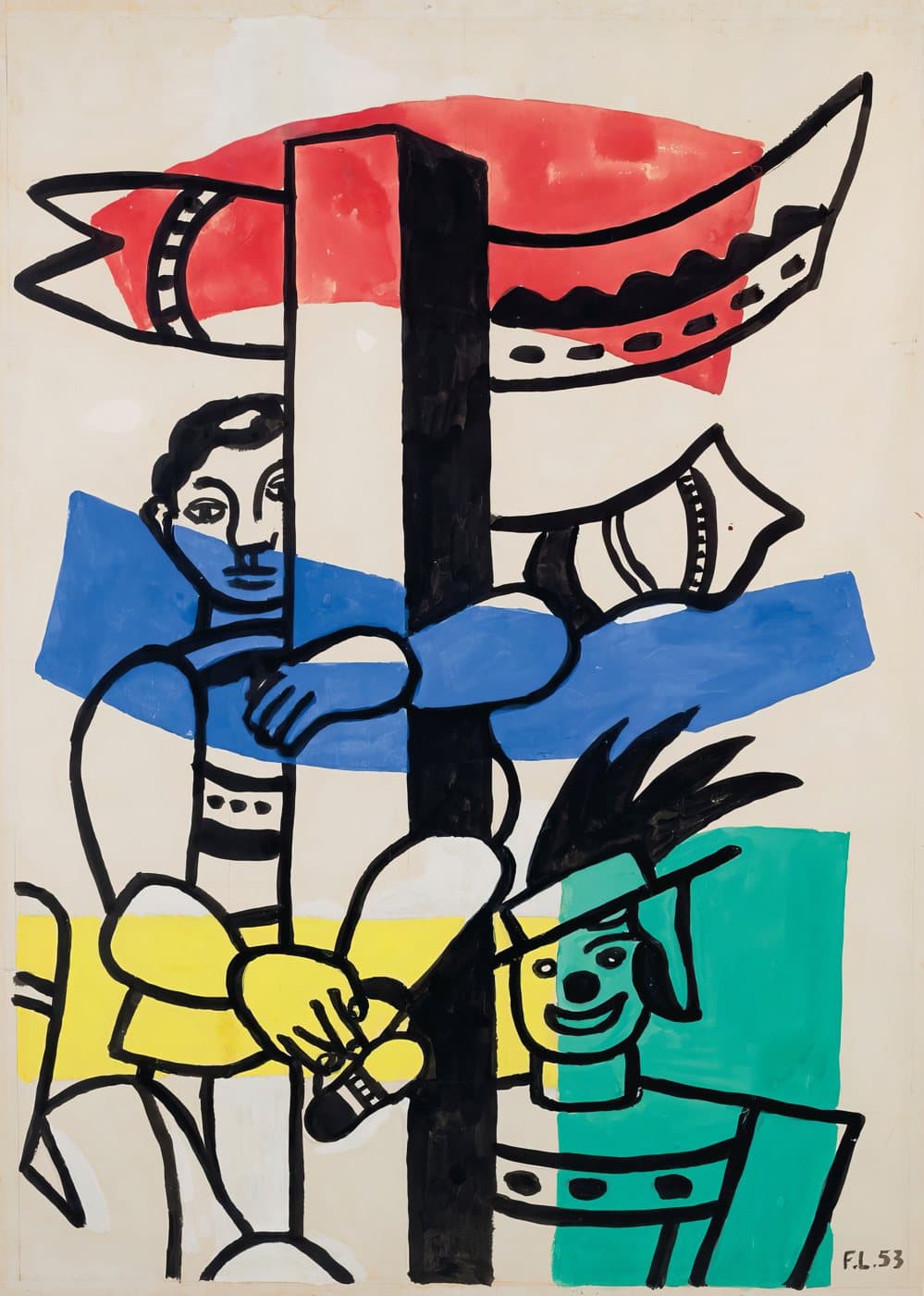 Les deux clowns (1953) av Fernand Léger, hele motivet