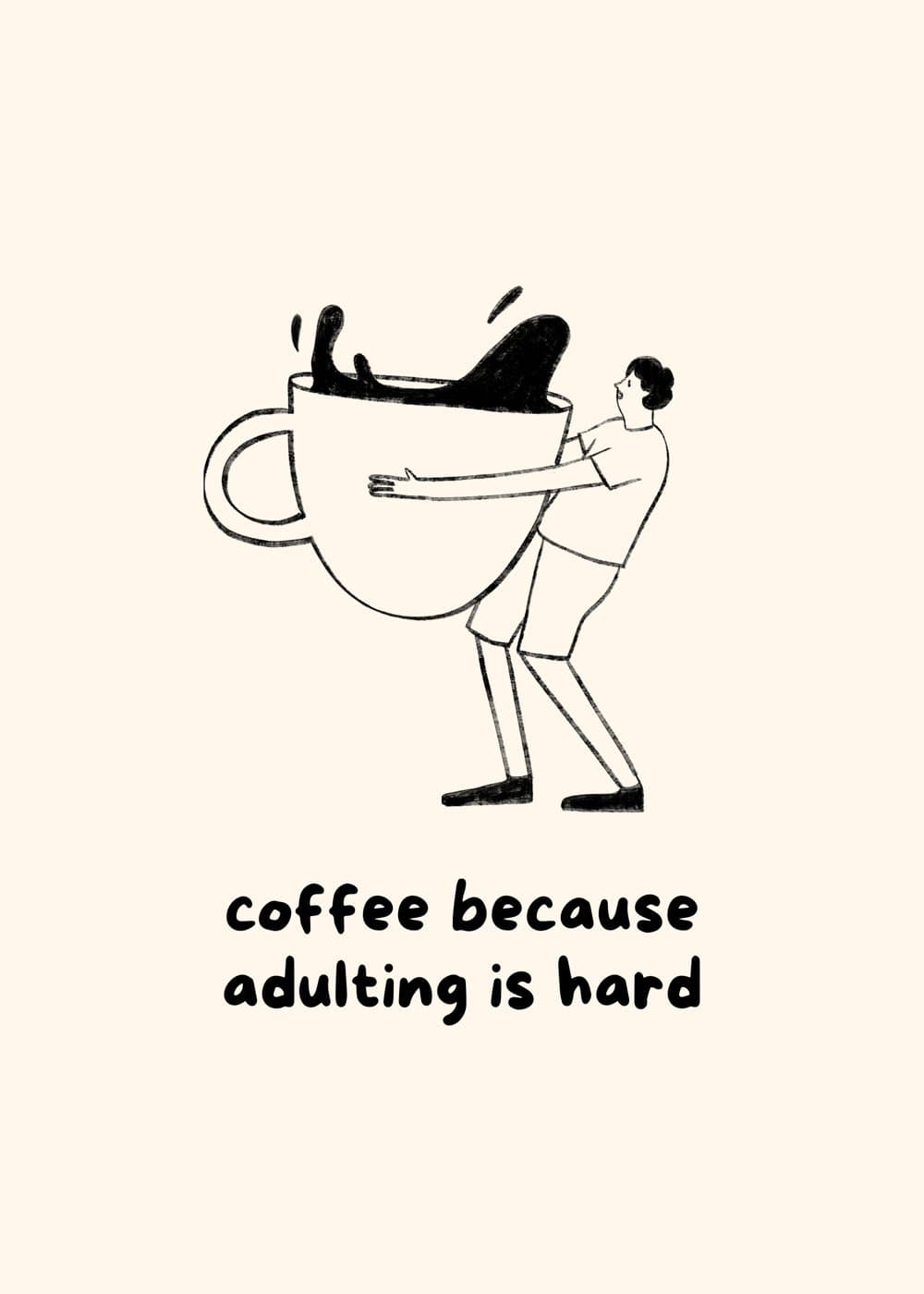 Mann i kaffekopp, hele motivet