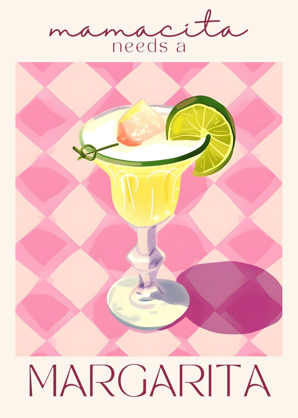 Margarita på rosa rutemønster, hele motivet