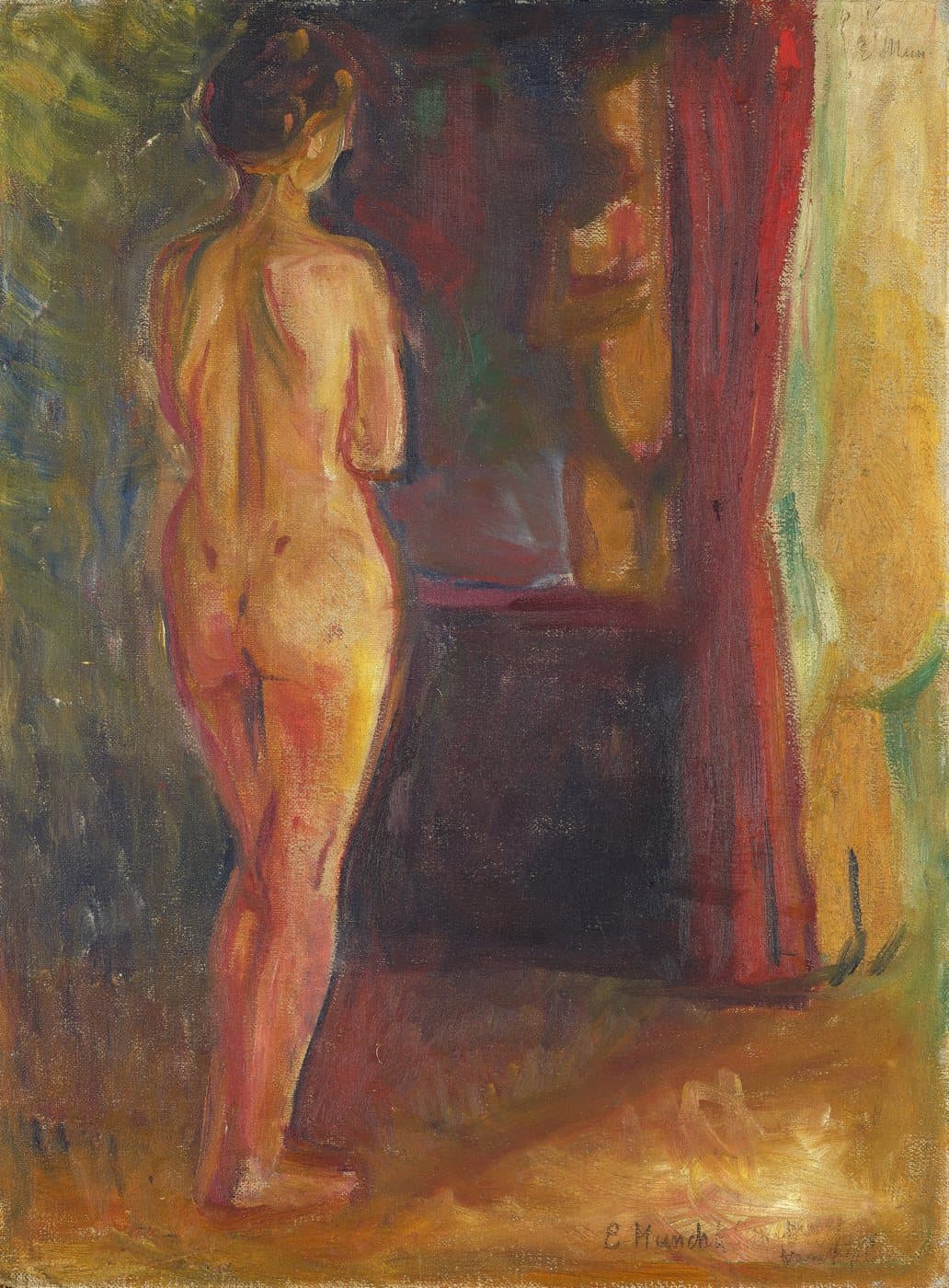 Akt foran speilet (1902) av Edvard Munch, hele motivet
