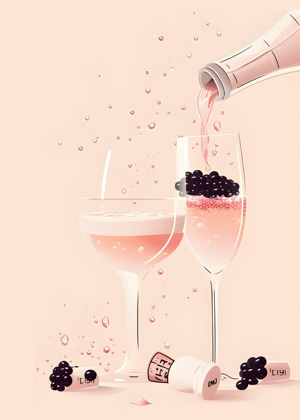 Rosé med bær og bobler, hele motivet