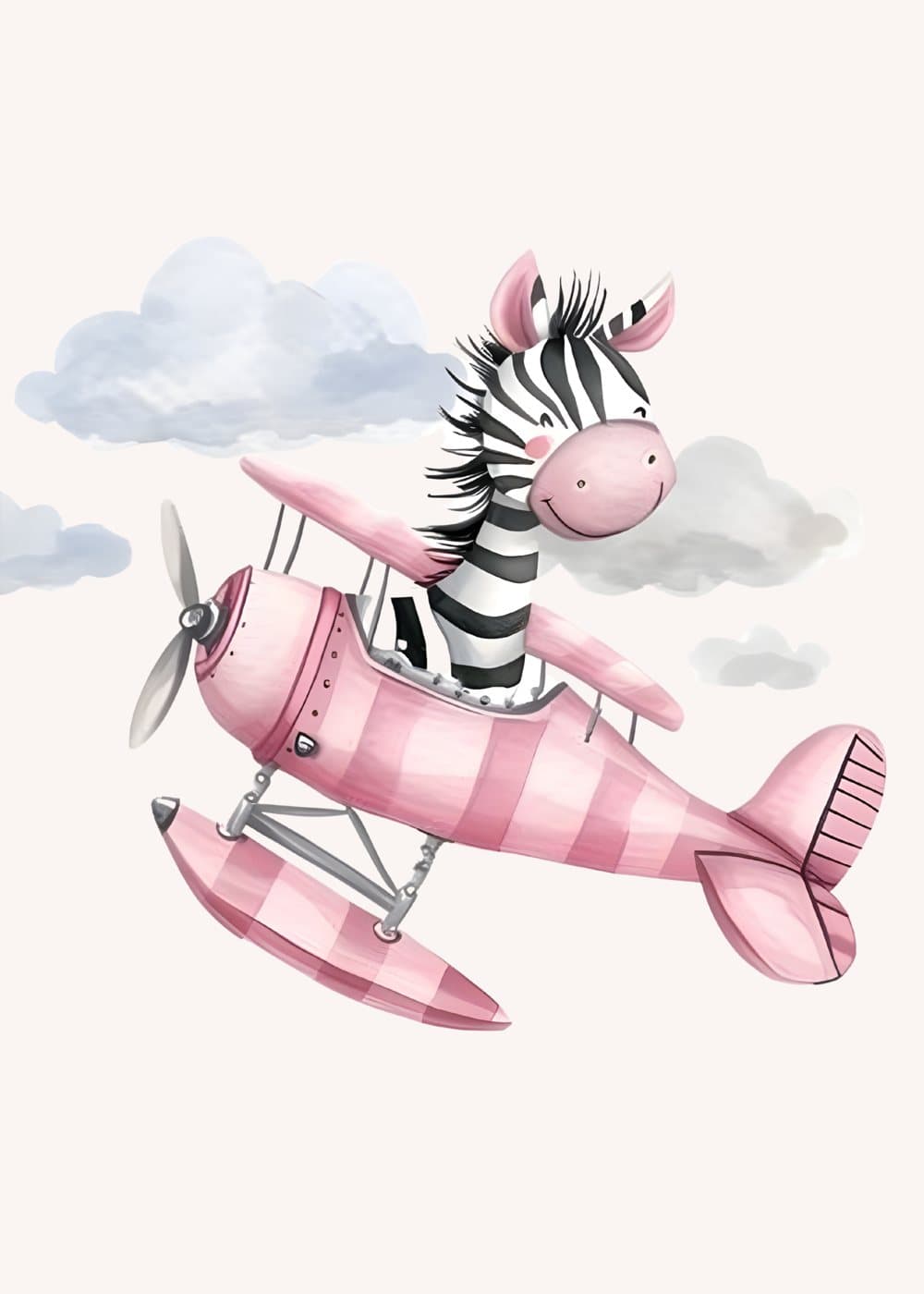 Sebra i rosa sjøfly, hele motivet