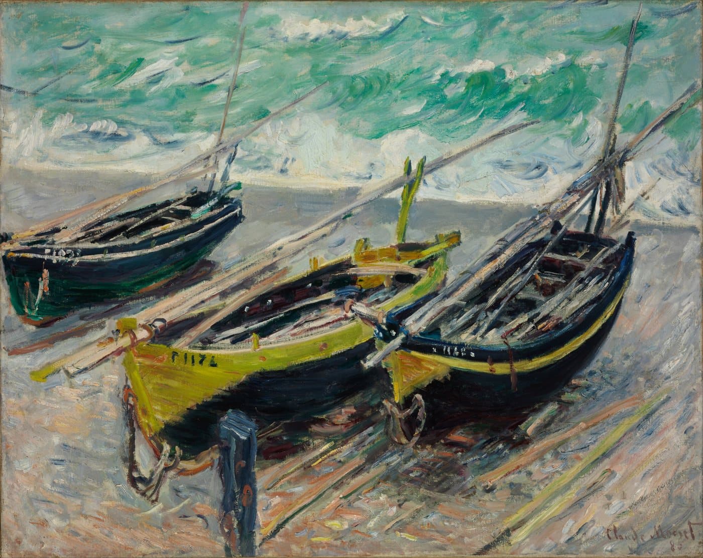 Three Fishing Boats av Claude Monet, hele motivet