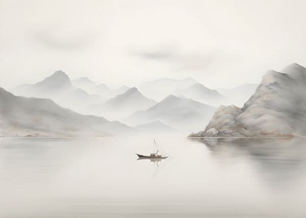 Båt i tåkefjorden