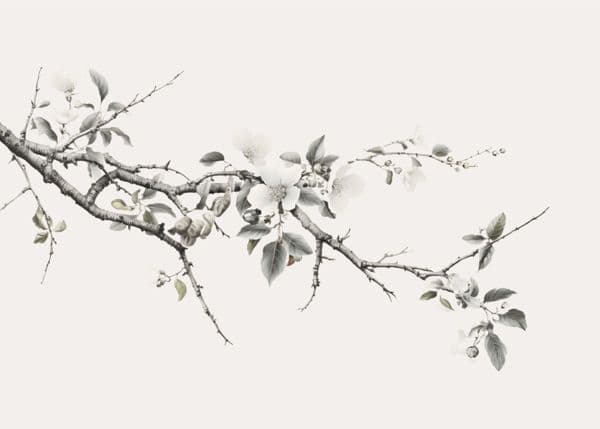 Blomstrende gren i tusj