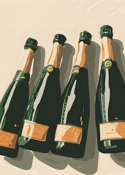 Fire champagneflasker