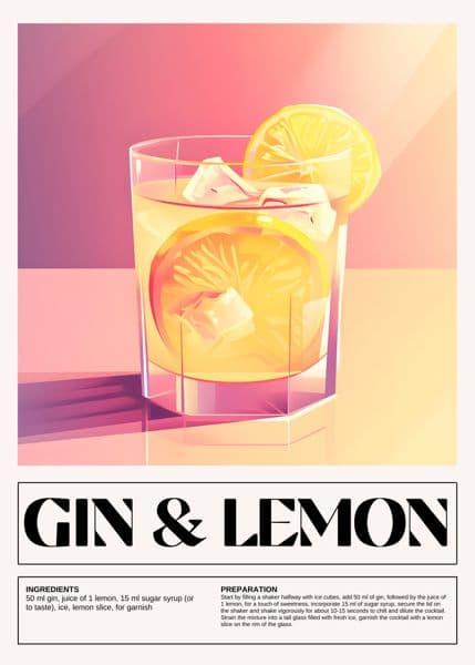 Gin og sitron i solnedgang