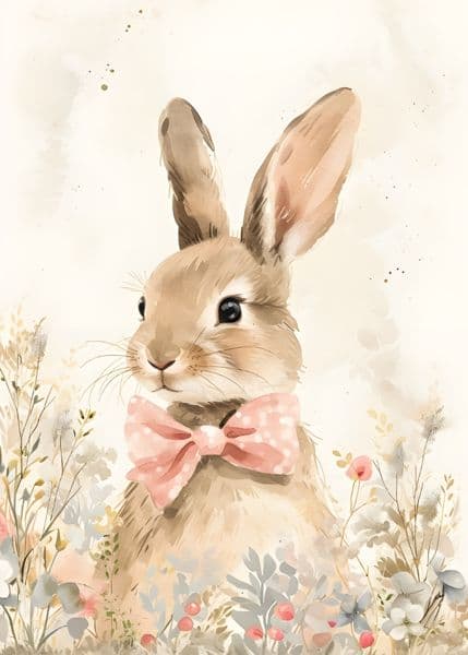 Hare med rosa sløyfe