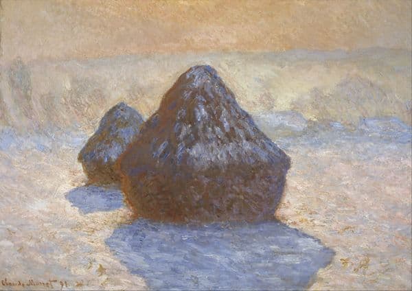 Haystacks: Snow Effect (1891) av Claude Monet