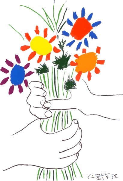 Hender med blomsterbukett