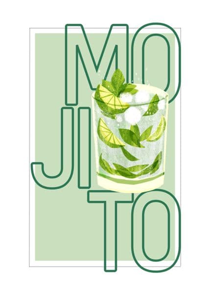 Mojito med grønne bokstaver