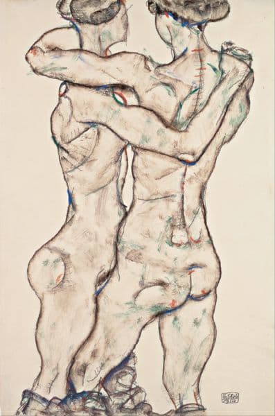 Naked Girls Embracing (1914) av Egon Schiele