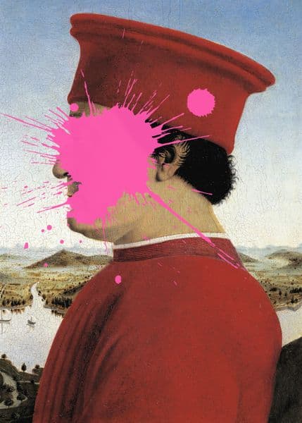Profil med rosa malingssprut