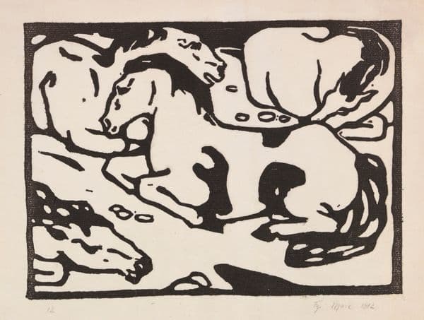 Ruhende Pferde (1912) av Franz Marc
