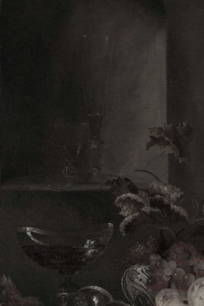 Vinglass og blomster