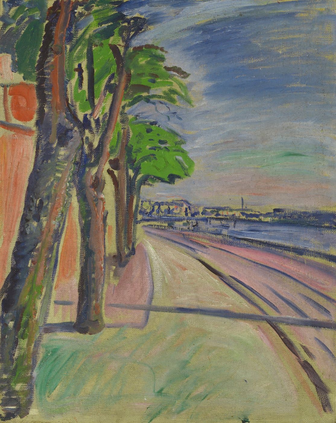 Trær ved kanalen (1908) av Edvard Munch, hele motivet