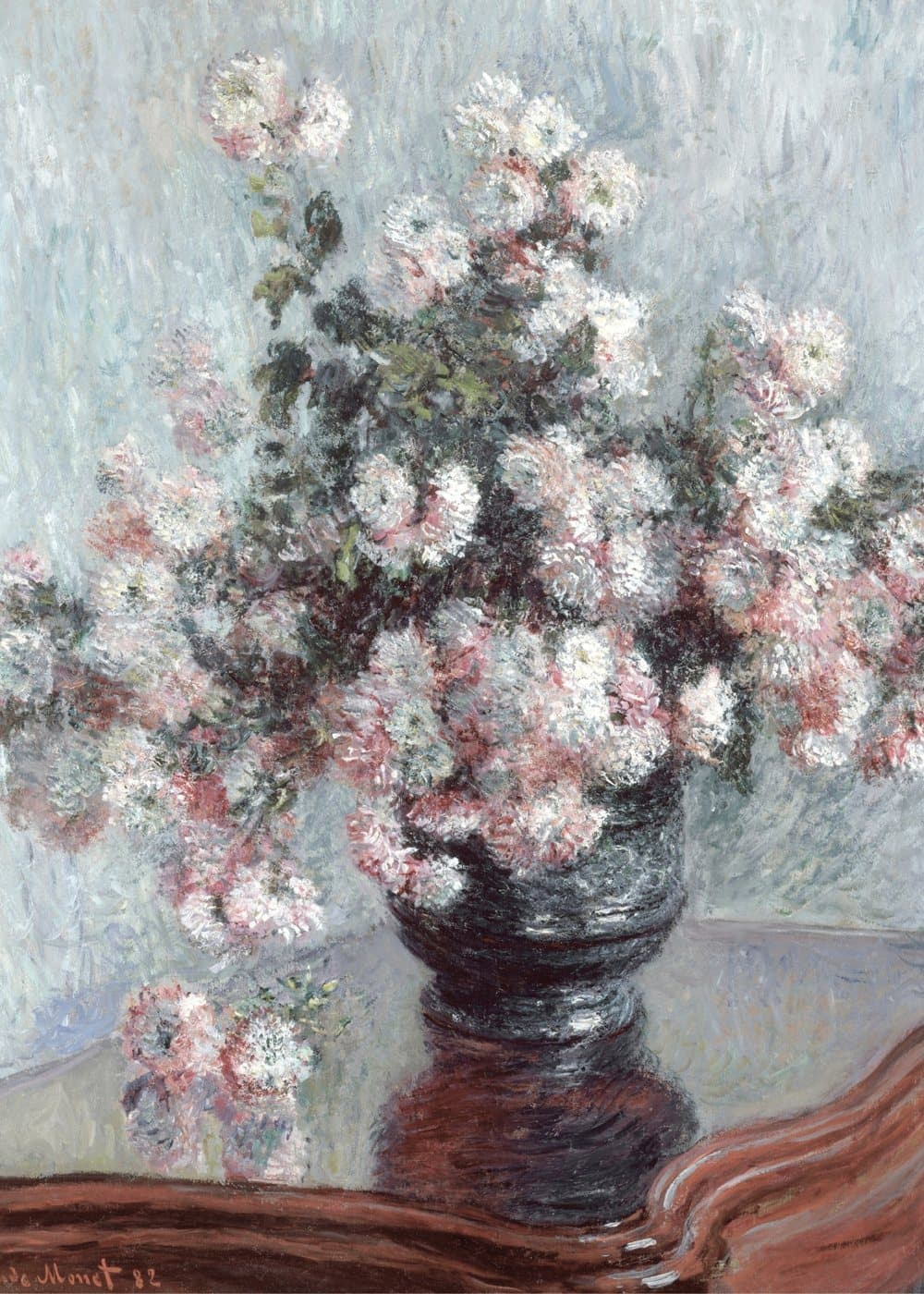 Asters i mørk vase, hele motivet