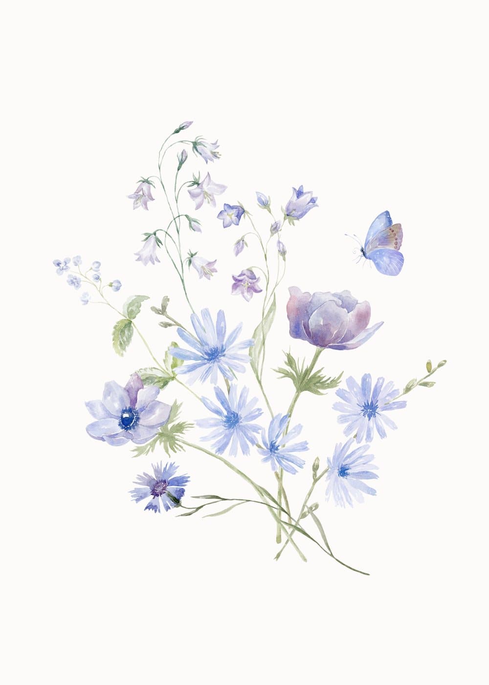 Blå blomsterbukett, hele motivet