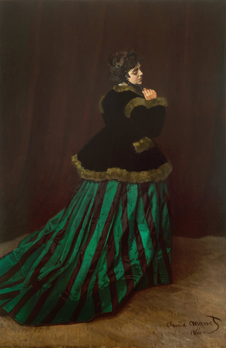 Camille (The Woman in the Green Dress) (1866) av Claude Monet, hele motivet