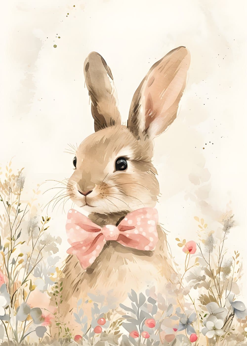 Hare med rosa sløyfe, hele motivet