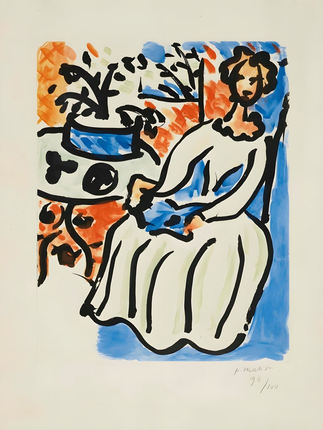 Marie-José en robe jaune (1950) av Henri Matisse, hele motivet