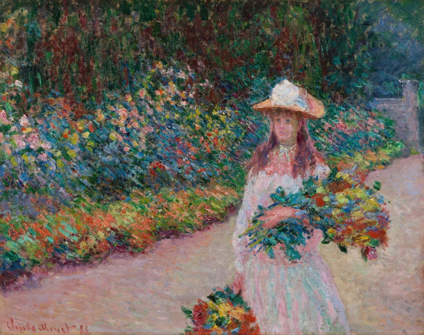 Jeune fille dans le jardin de Giverny (1888) av Claude Monet, hele motivet