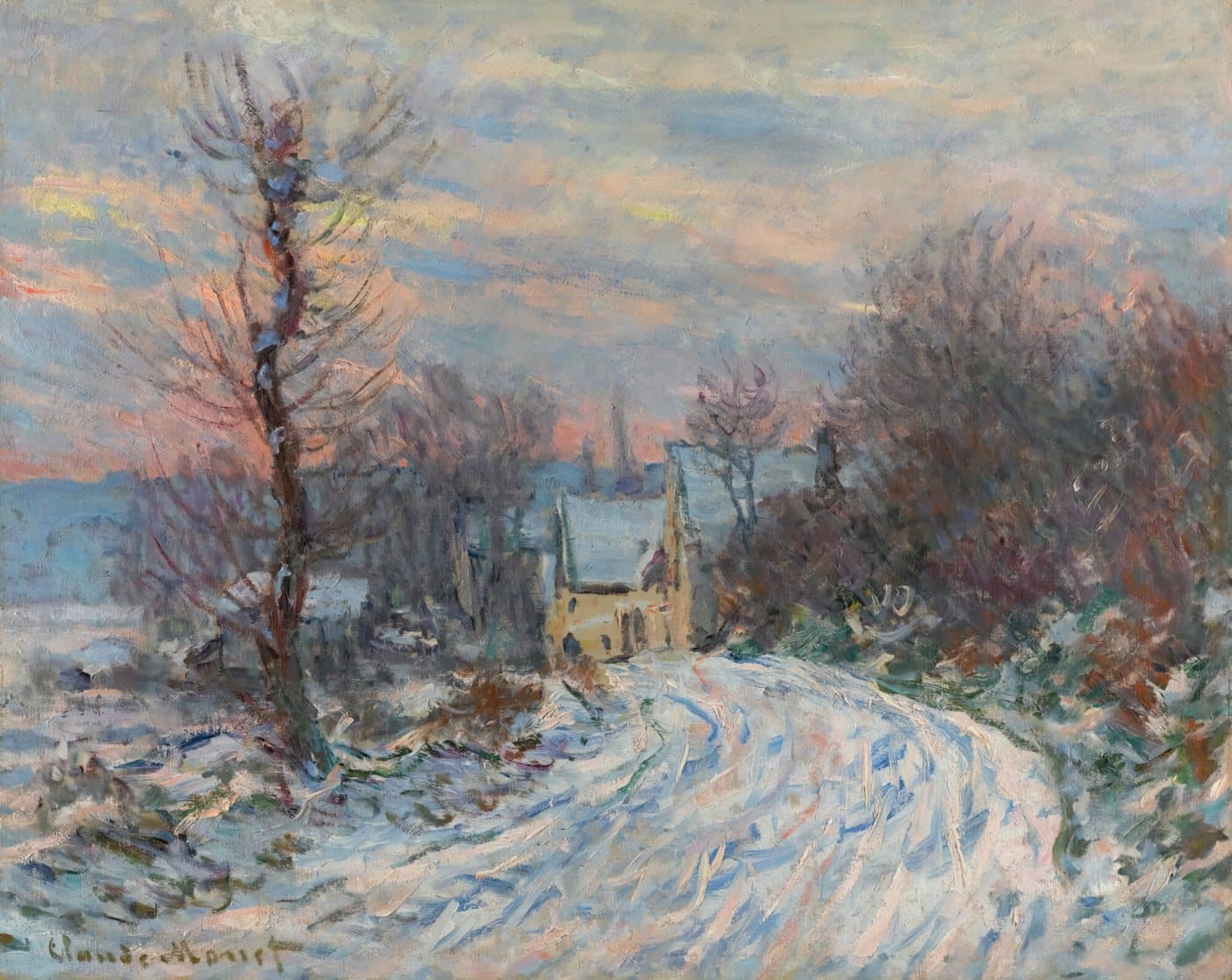 L’entrée De Giverny En Hiver (1885) av Claude Monet, hele motivet