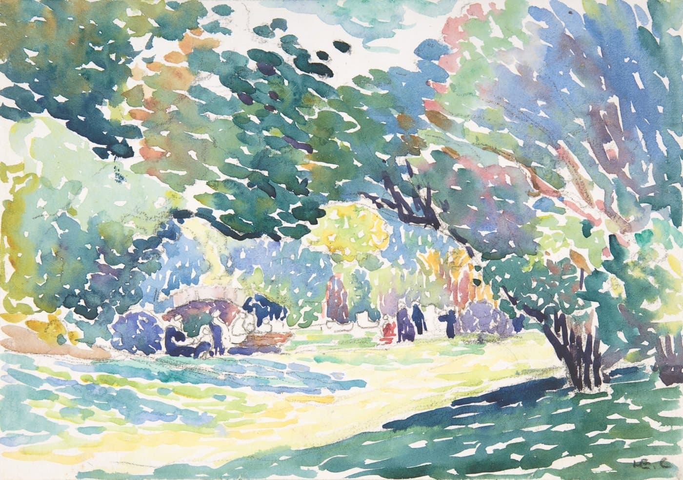 Landscape (ca. 1904) av Henri-Edmond Cross, hele motivet