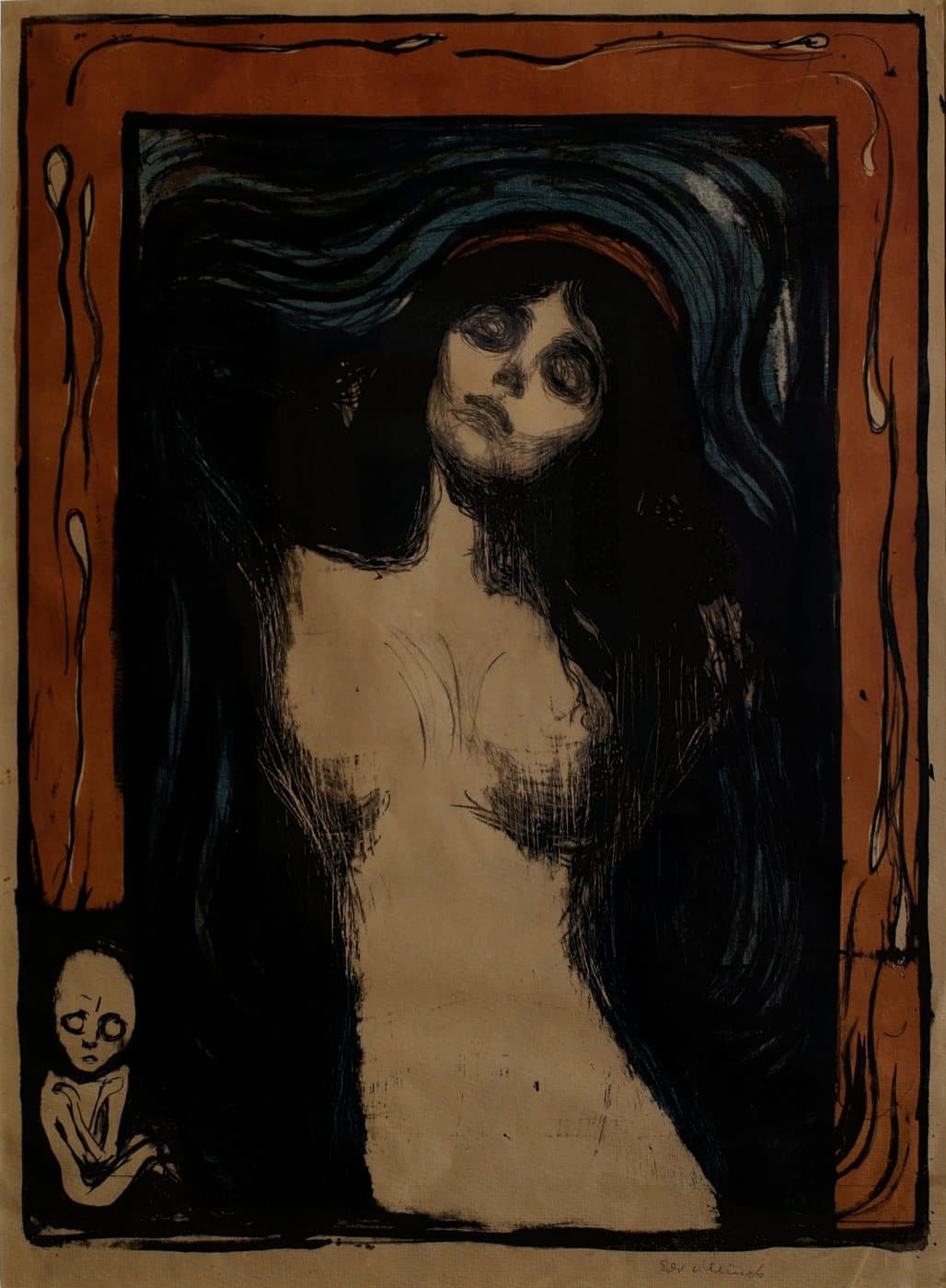 Madonna (1895) av Edvard Munch, hele motivet