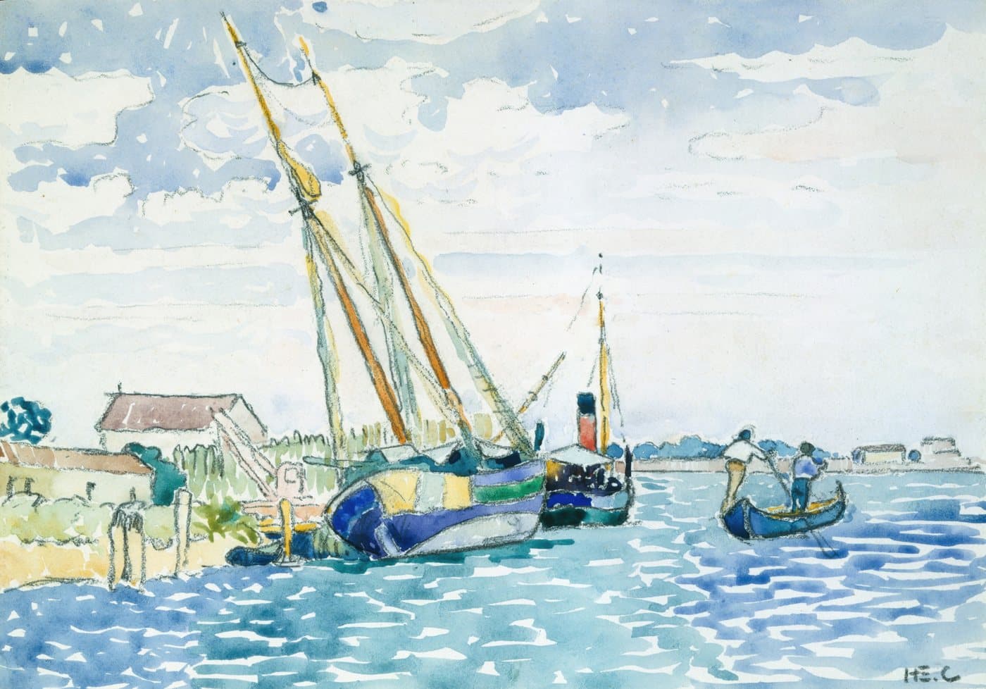 Marine Scene (Boats near Venice) (1903) av Henri-Edmond Cross, hele motivet