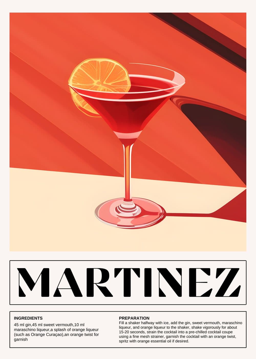 Martinez-cocktail med appelsin, hele motivet