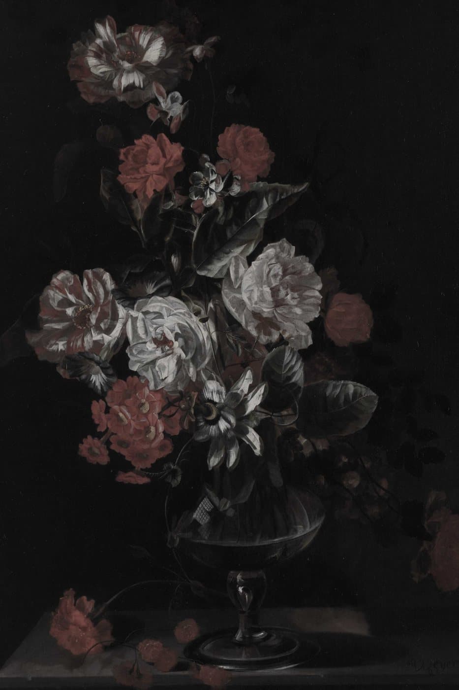 Mørk blomsterbukett, hele motivet