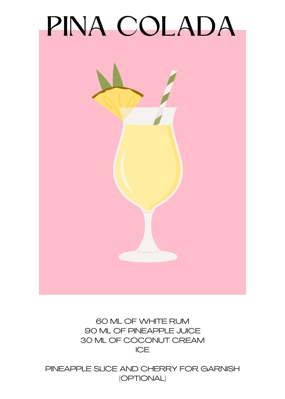 Pina colada på rosa, hele motivet