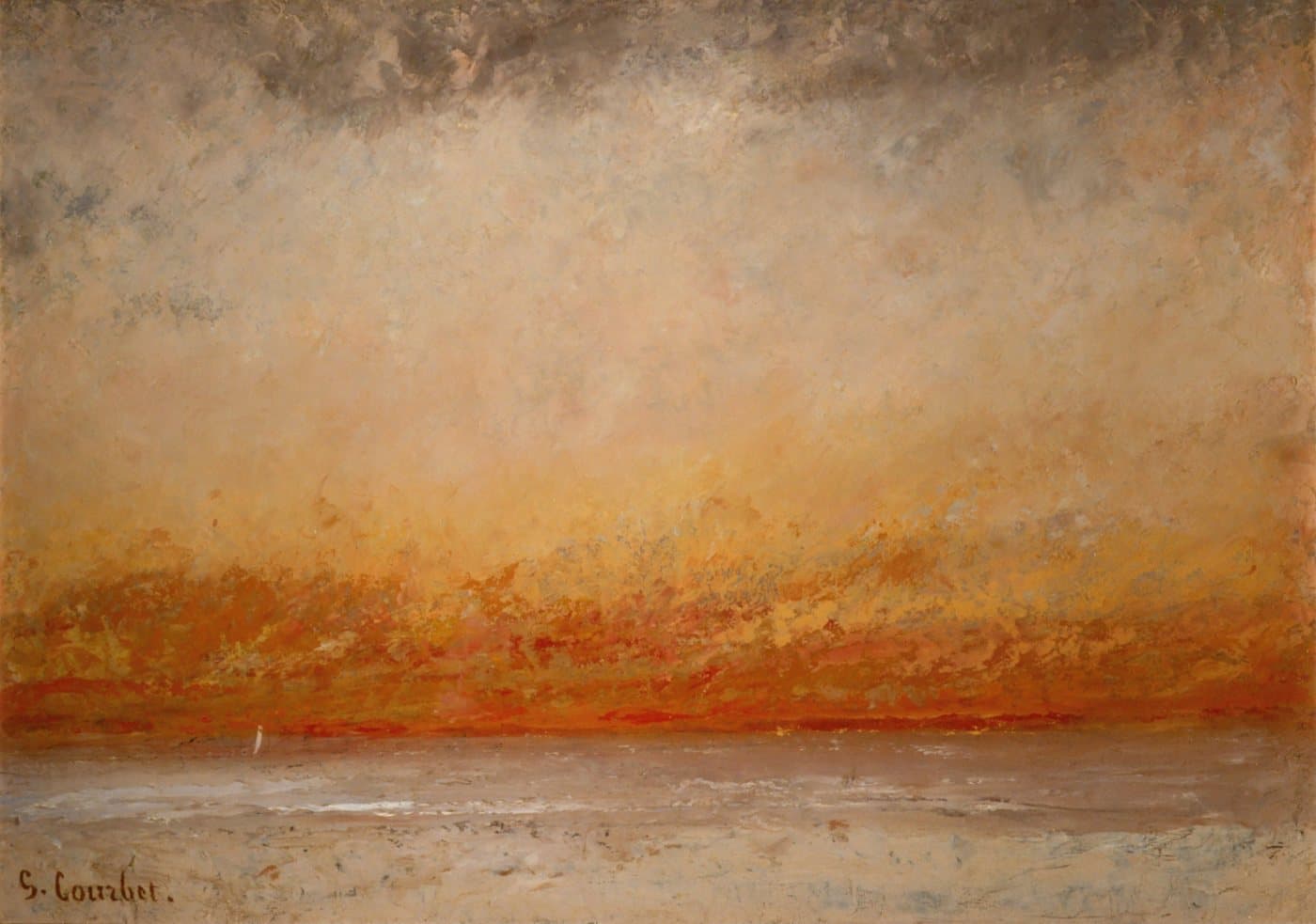 Sunset Marine (1865) av Gustave Courbet, hele motivet