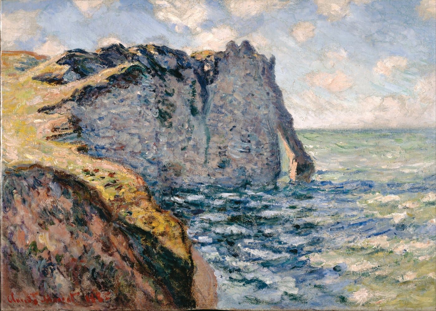 The Cliff of Aval, Etrétat (1885) av Claude Monet, hele motivet