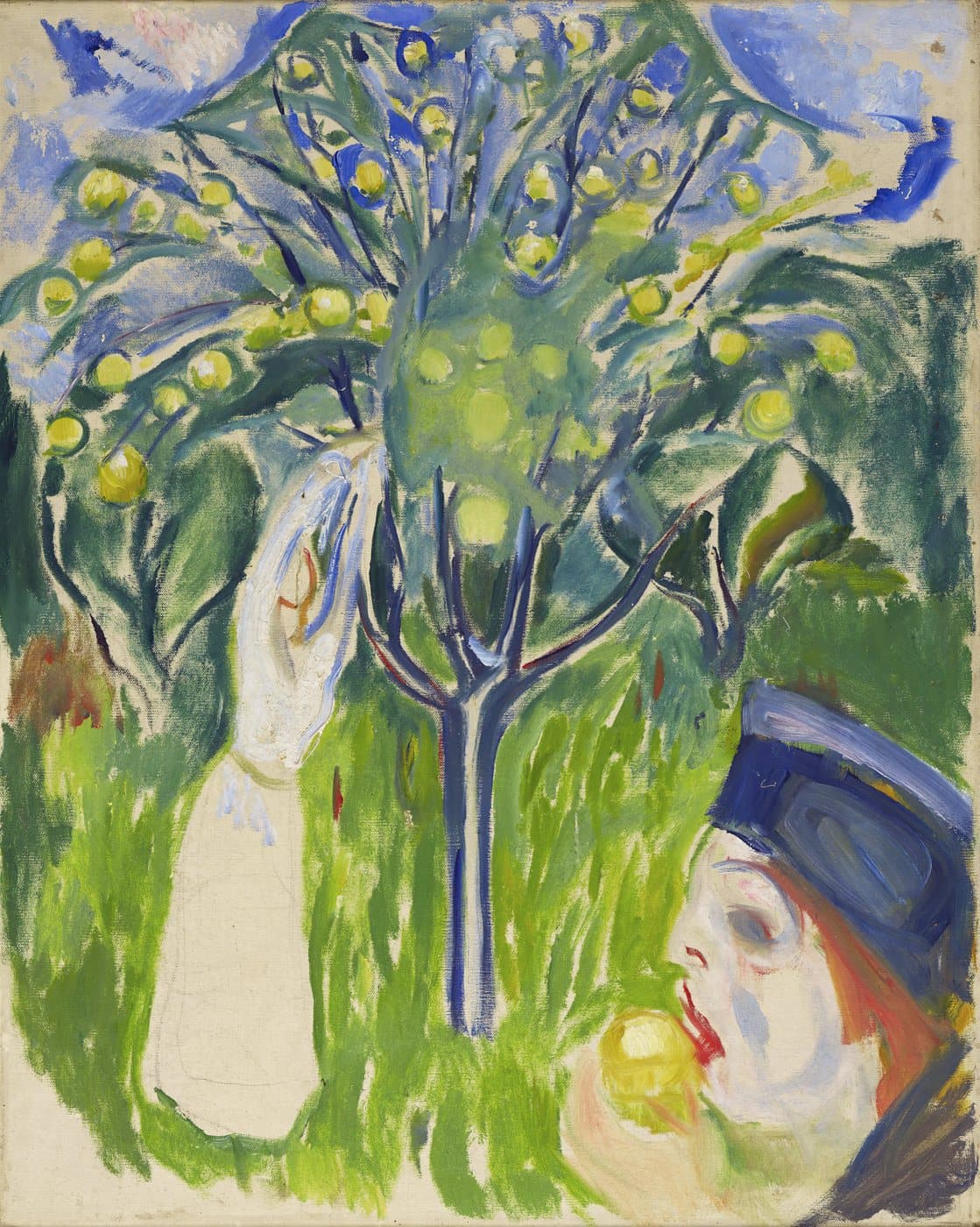 To kvinner i hagen (1919) av Edvard Munch, hele motivet