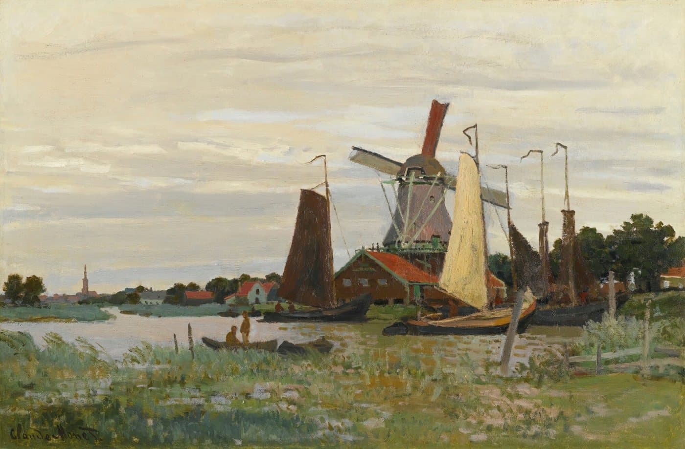 Un Moulin À Zaandam (1871) av Claude Monet, hele motivet