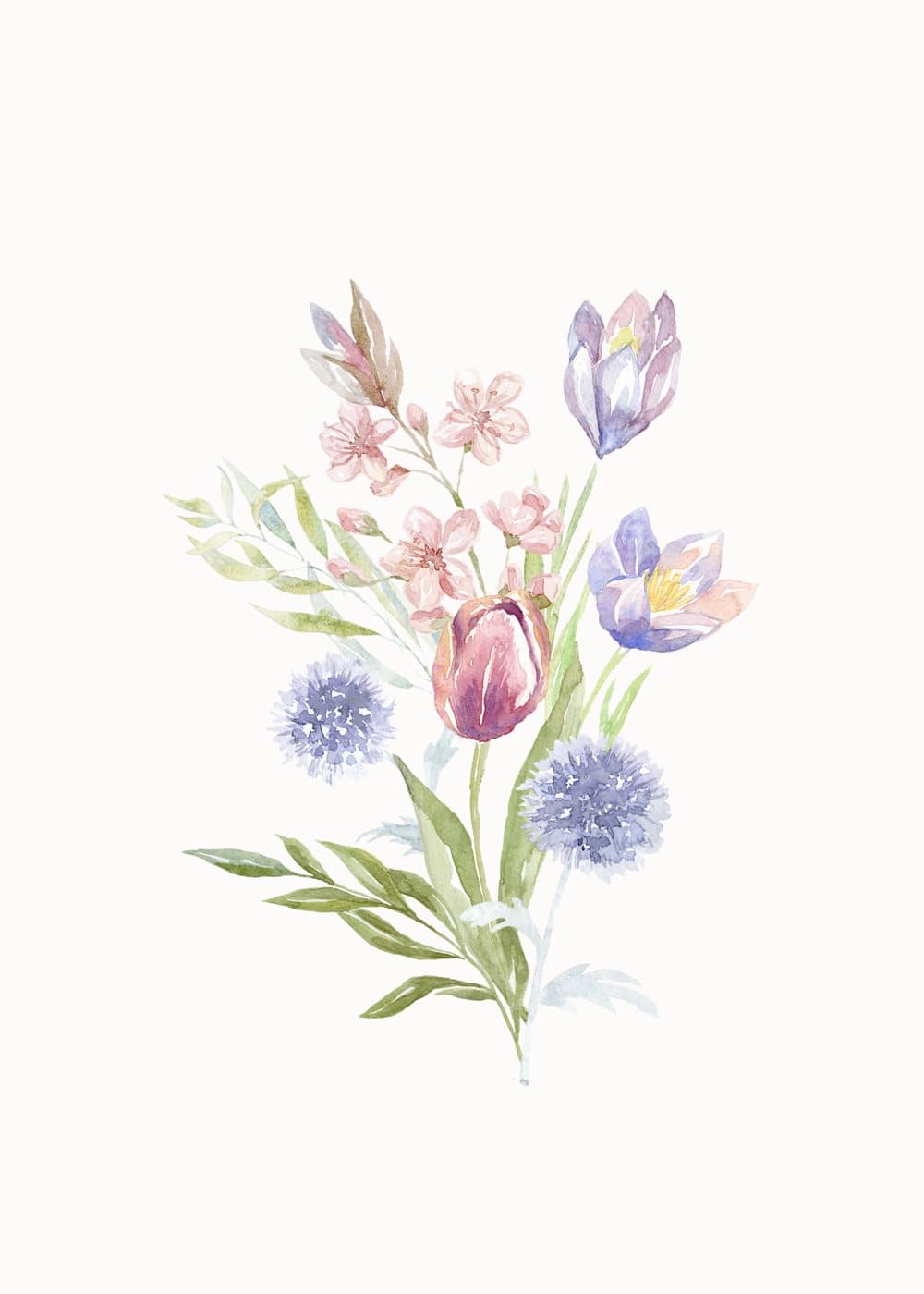 Vårbukett med krokus, hele motivet