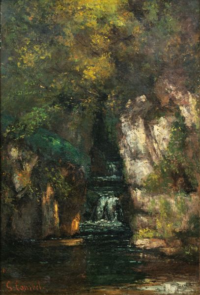 A Waterfall Near Ornans (1865) av Gustave Courbet